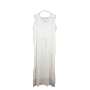 Bodil Women's 100% Linen Sleeveless Dress Lagenlook White - L